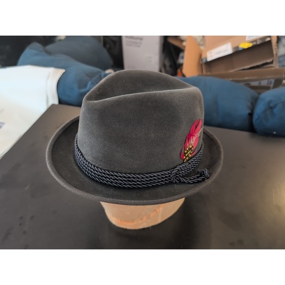 Vtg 60's CARTIER Velurin Men's Hat 7.5 Gray Leather Lined Fedora - Picture 1 of 9